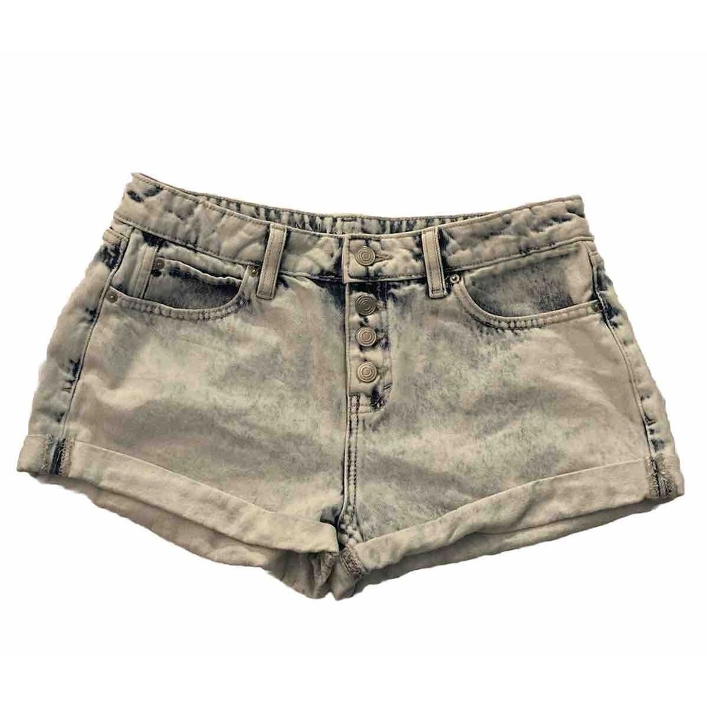 No Boundaries Juniors Sz 7 Button-Front Short Shorts Acid Wash Denim Y2K